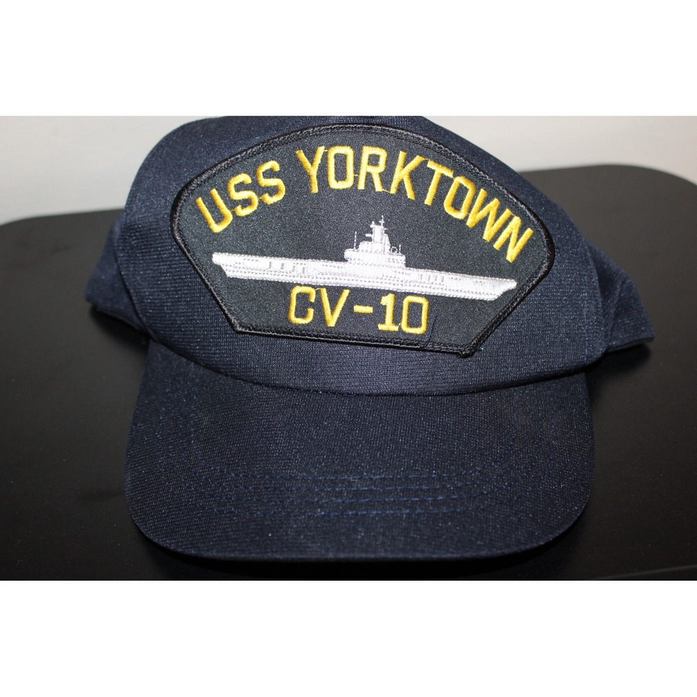 Vintage USS Yorktown CV-10 Navy Blue Snapback Hat Made in USA Military Ball Cap